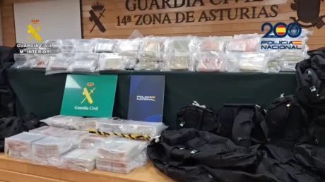 Operación antidroga en Asturias culmina con el arresto de cuatro individuos y la incautación de casi 500 kilos de cocaína - febrero 2025