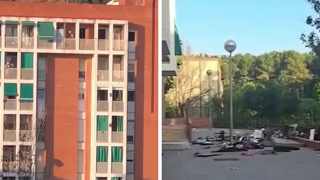 Vecinos expulsan a cinco okupas magrebíes y tiran todas sus pertenencias por el balcón de un sexto piso en Montjuic (Barcelona)